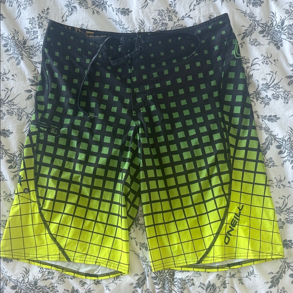 O'Neill Mens Black and Yellow Gradient Board Shorts